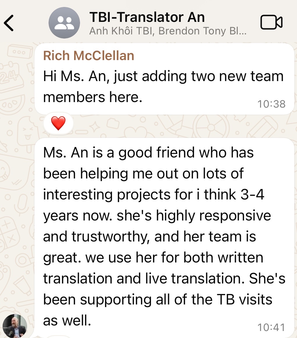 Client testimonial